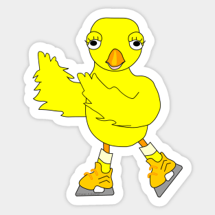 Ice Skating Chick Sticker